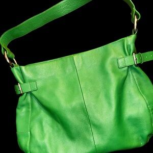 Gap Green Leather Shoulder Bag | Soft Pebbled Leather Hobo